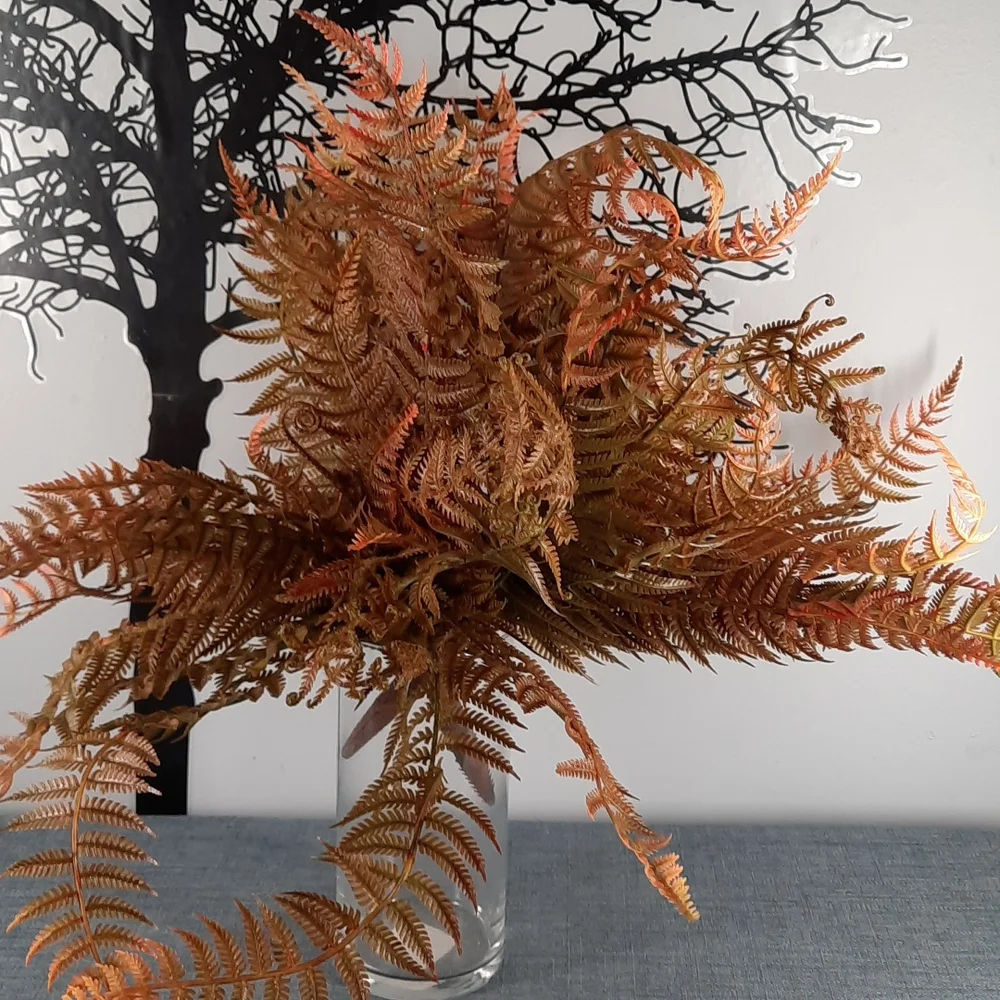 Artificial Fern Bush Silk Flower Arrangement Accent Realistic Fall Autumn